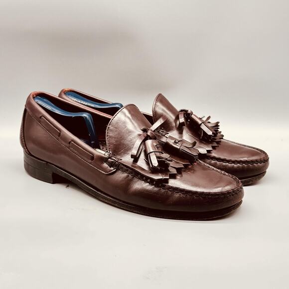 Sebago Shoes Mens 11 Brown Leather Tassel Loafers Handsewn Slip On Moc Toe - Picture 2 of 11
